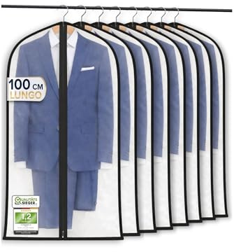 FiRiO® 8 x Fundas Ropa - PEVA Transparente para Traje - Fundas Protectoras