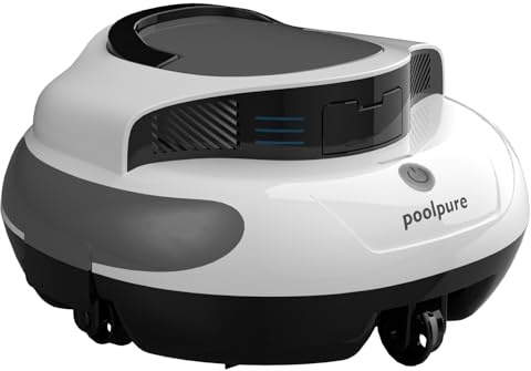POOLPURE AquaGuard SE II - Potente aspirapolvere per piscina senza fili (doppio motore), batteria da 5000 mAh, 120 minuti senza interruzioni, pulizia automatica per piscine piatte fino a 1000 m²