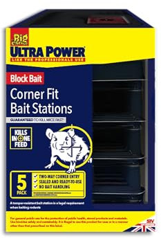 The Big Cheese® Ultra Power Corner Fit Bait Station - 5 pack, Single use Bait Station with enclosed bait, Mouse Poisoning Blocks, Fast-Acting, Easy-to-use, Indoor Use
