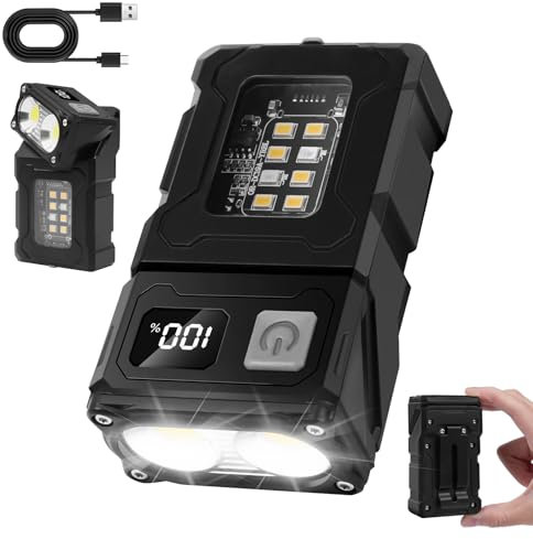 flintronic Lampe de poche rechargeable Lumens élevés, Mini Lampe de Poche Led Ultra Puissante, Rechargeable USB C, EDC Petite Lampe Torche 7 Modes Imperméable à l'eau Flashlight Clip
