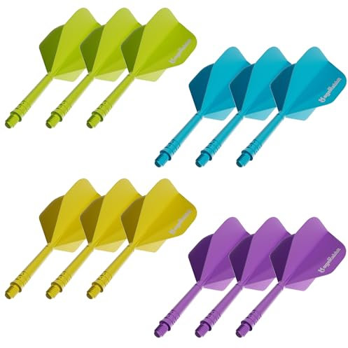 MageRabbit Dart Flight mit Schaft 12pcs, Integriertes präzisionsgeformtes Dart-Flight- und Schaftsystem, Dart Schäfte und Flights aus einem 2BA,professionelles Dart-Zubehör
