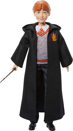 Mattel Harry Potter, Ron Weasley dockor | Ikonisk avtagbar Hogwarts uniform med trollstav ingår JGM20 inspirerad av filmen