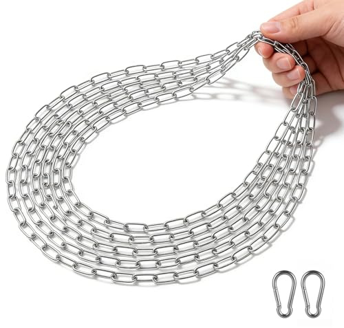 Kedja i rostfritt stål, metervara, 6 m stålkedja, 1,5 mm kedja rostfritt stål, metervara, metallkedja för upphängning, länkkedja rostfritt stål för hundkedja, ankarkedja, tvättkedja, svängkedja (1,5