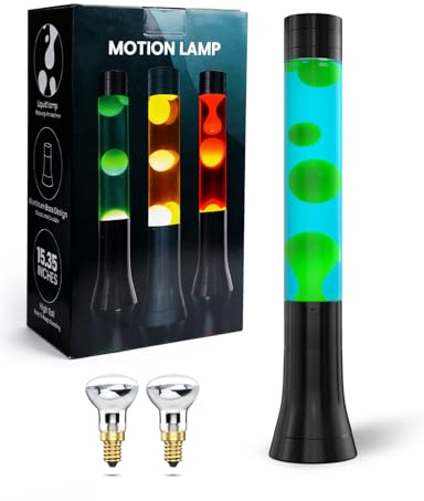 Klarlight Lampe de Lave Verte Cire Bleue Liquide Apaisant Mouvement Lampe de Lave pour La Relaxation Pacifique, 15,35 Pouces, avec 2 Paquets R39 25W E14 Ampoule Réflectrice, AC 220-240V, EU Prise