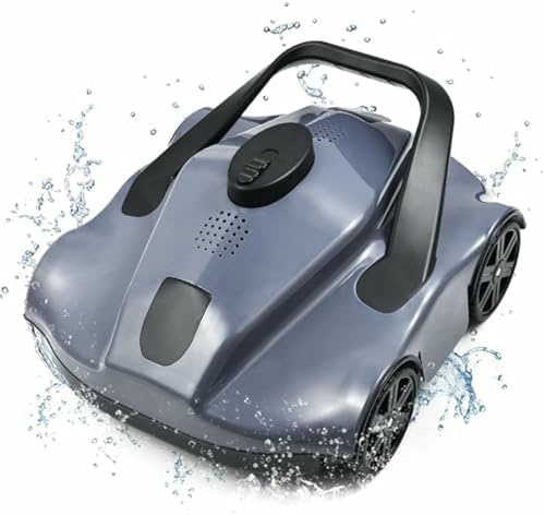 XSDAJSD Nettoyeur de Piscine Automatique - Forte Puissance d'aspiration, Robot Nettoyeur sans Fil pour piscines creusées Plates, autonomie de 130 Minutes