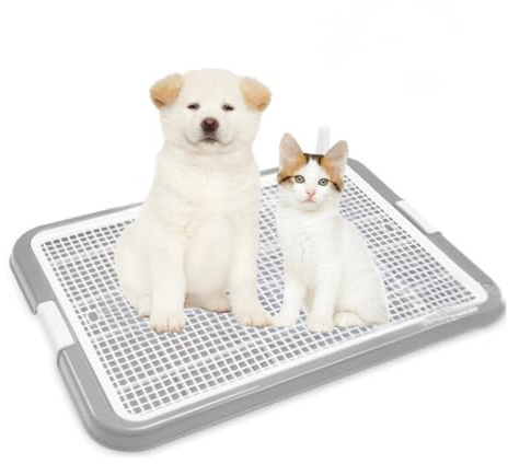 Toilette per Cani e Gatti con Griglia Antiscivolo 64x48cm – Vaschetta Igienica per Addestramento Cuccioli, Facile da Pulire, Base Antifuga, Ideale per Casa e Balcone