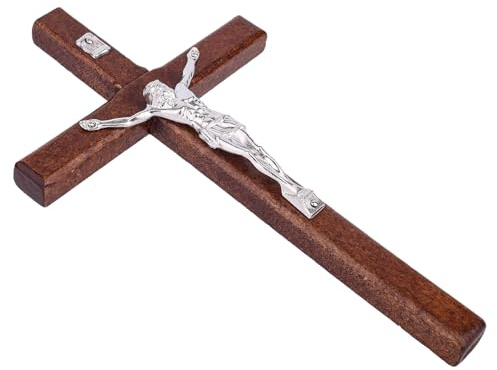 Goktvai Christian Wooden Wall Cross, Catholic Wall Crucifix with Back Hanging Position for Homes Offices Living Rooms Bedrooms Desktop & Doorways Decorations