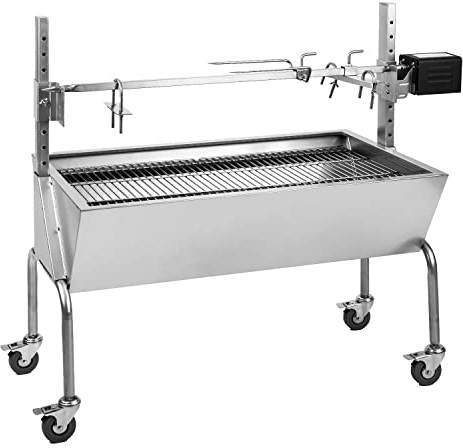 Oneconcept Tourne Broche Electrique 2 en 1, Mechoui, Rotisserie et Gril de Barbecue, Broche Cochon de Lait, Tourne Broche Barbecue avec Vitre, Rotissoire, Housse de Pluie
