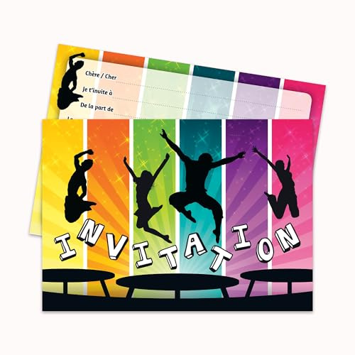 Edition Colibri 11017 FR Lot de 10 Cartes d‘invitation en Français pour un anniversaire d‘enfant ou pour une partie de saut dans le parc de trampoline