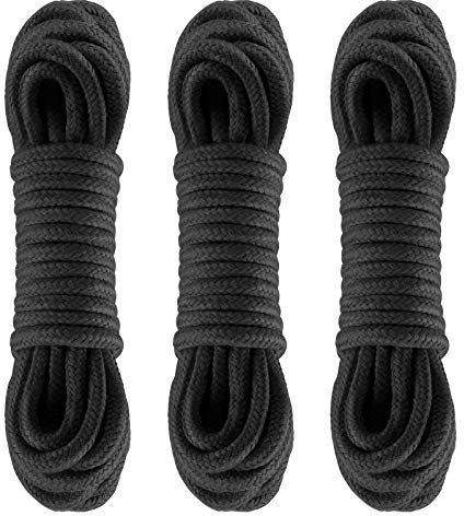 3x 10m Bondageseil Bondage Seile Fesselseil BDSM Schwarz (MEHRWEG)