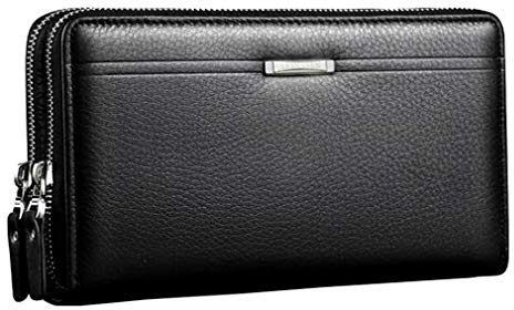 Xieben Pochette in pelle Portafoglio lungo con cinturino da polso Supporto per telefono Borsa da polso Borsa da polso Portamonete Tasca multipla per borsa da lavoro Nero