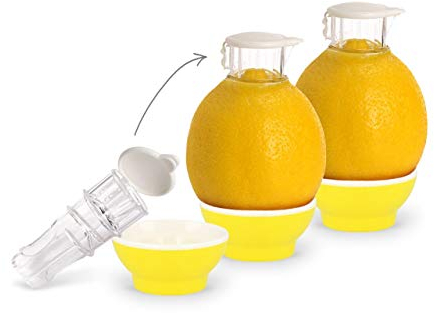3 x Gelb Patent-Safti Entsafter I Der originale Safti Ausgießer für Zitronen, Orangen etc. I Einfacher als jede Zitronenpresse oder Saftpresse I 3 x Gelb