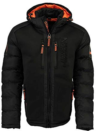 Geographical Noruega Chaqueta De Plumas Bomber Parka Outdoor Hood Negro Hombre