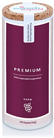 Wunschkapsel DARM Premium Nahrungsergänzungsmittel | enthält Mucosave, exklusives Kurkuma (Curcumin-C3), Colostrum | 290 Kapseln aus deutscher Manufaktur