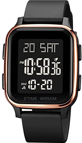 Forrader Montre numérique de Sport pour Homme étanche avec Alarme/Compte à rebours/Double heure/chronomètre/12/24 h avec rétroéclairage LED