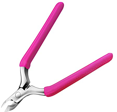 CGBE Cuticle Clipper Professional Cuticle Trimmer Remover Tools, Non-slip Silicone Handle Stainless Steel Alicates Para Manicura Profesional for Dry Skin (Rose)