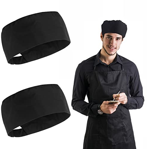 Lusofie 2 st unisex svart kock hatt justerbar kök matlagning kepsar med andningsbar mesh topp för hem kök restauranger, Svart, one size