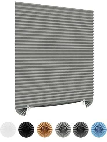 Window Blinds Cordless Blackout No Drill Cut to Size Clip On Stick On Self Adhesive Temporary Blinds Pleated Paper Blinds for Windows Doors Shades for Home Nursery Bedroom Kitchen Bathroom