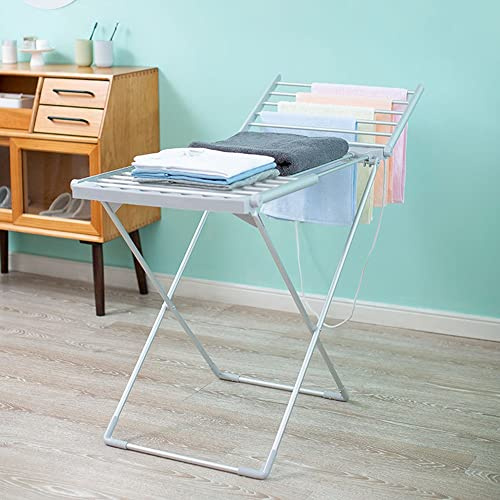 LKP Clothes Horse Airer with Wings, Folding Electric Heated Clothes Dryer Indoor & Outdoor, freestanding Electric Towel Warmer for Laundry, X-Legs, 18 Bars