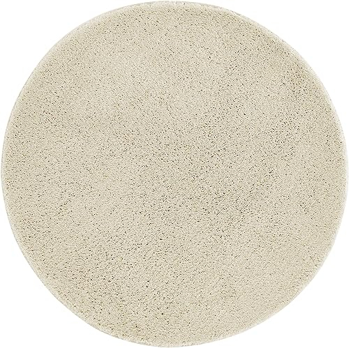 andiamo Teppich Arezzo für Wohnzimmer Esszimmer pflegeleichter eleganter gemütlicher Teppich einfarbig 67 cm rund Creme