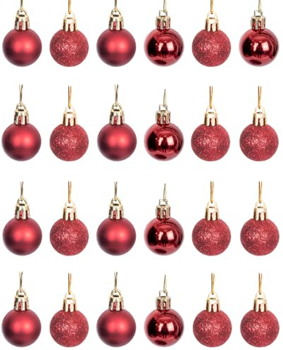 Weihnachtskugeln, bruchsicher, dunkelrot, Weihnachtsbaumschmuck, Kugel, Ornamente, Bälle, Weihnachten, hängende Dekorationen, Urlaubsdekoration, glänzend, matt, glitzernd, 30 mm/12 Stück
