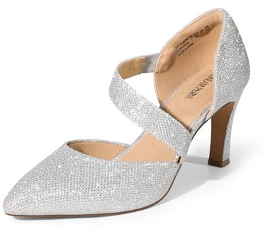 DREAM PAIRS Damen High Heels Pumps Kleid Geschlossene Spitze Zehenpartie Bequeme Pumps Schuhe für Arbeit Büro Hochzeit Tanzen,Size 39,Silber-Glitzer,SDPU2350W