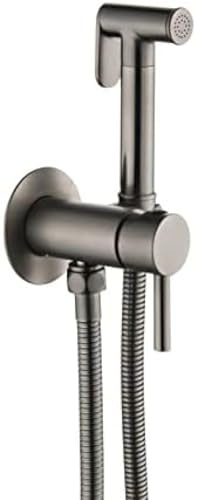 Bidet Sprayer for Toilet, Wall Mounted Hot and Cold Bidet Faucet, Handheld Cloth Diaper Sprayer Kit,Gunmetal Grey