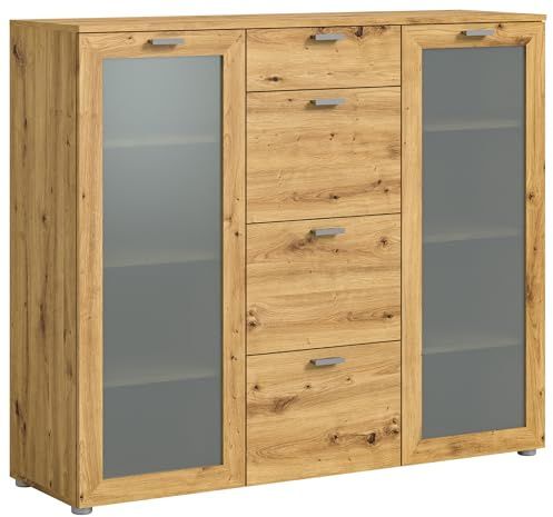 xonox.home Kommode Xeno Kommode Highboard Schrank Artisan Eiche Nb., ca.135x115x37 cm