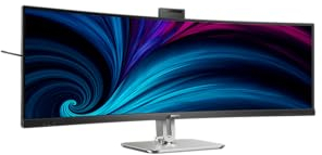 Philips 49B2U6903CH - 49 inch DQHD curved monitor, webcam, microphone, RJ45, height adjustable (5120x1440, HDMI, DisplayPort, USB-C, USB Hub) black