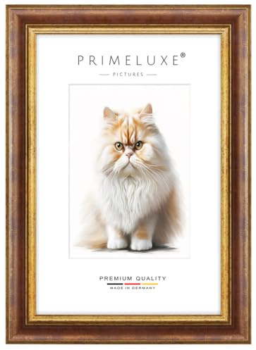 PrimeLuxe Cornice per quadri barocca su misura 29,7 x 42 cm DIN A3 in Rosso Oro | Dimensioni selezionabili | con vetro acrilico antiriflesso | Cornice per poster | Puzzle | Foto collage