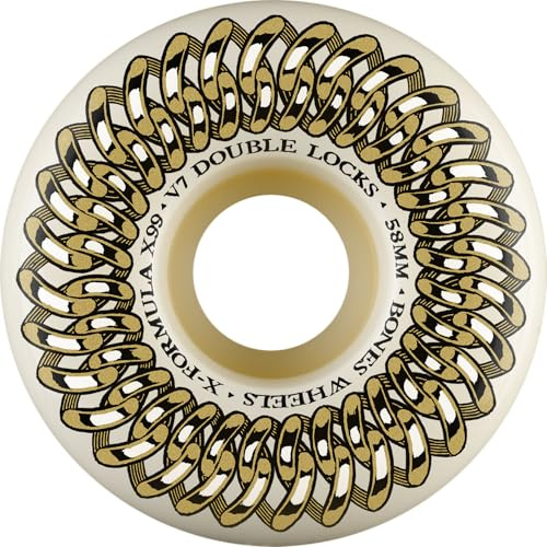Bones Wheels Double Lock X-Formula Skateboard Wheels, 58mm, 99A, V7 Double Locks