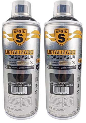 various - Pintura Spray Base Agua 400ml,Ecológica y Sin Olor,Para Muebles,Metal,Plástico y Madera,Colores Duraderos,Cobertura Uniforme - Negro Metalizado,2 unidad