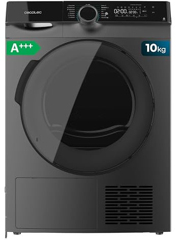 Cecotec Secadora Bomba de Calor 10Kg Bolero Dresscode Dry 10500 Inverter Steel. 10Kg, Clase A+++, Motor Inverter, 14 Programas, SpaCare, Planchado Fácil, Luz UV, Silence, Delay Start, Child Lock