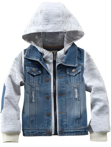 amropi Bambini Ragazzi Giacca di Jeans con Cappuccio Denim Giubbotto Casual Giubbino Jacket