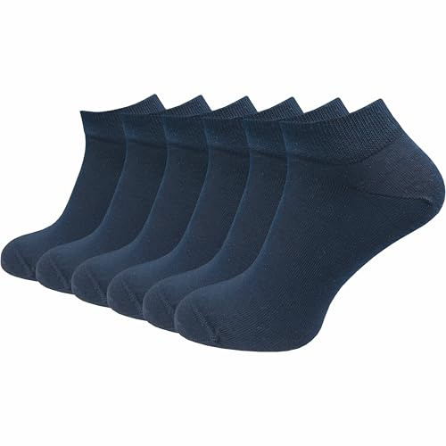 GAWILO Chaussettes basses 100% coton pour hommes (6 ou 10 paires) | Chaussettes courtes sans couture pressante (39-42, Bleu - 6 paires)