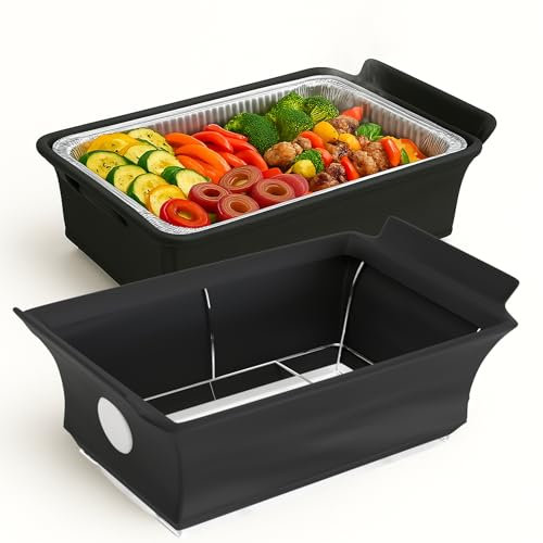 Chafer Wind Guard by Merchlio- 2 Pack | Handle Covered Chafing Dish Wind Cover | Fitted & Washable, Elegant & Functional Catering Decoration | Black