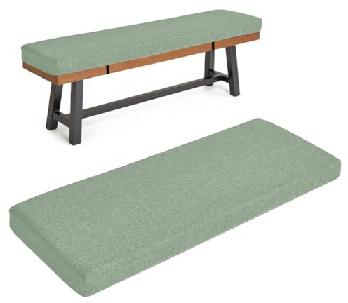 HJZPWB Cojin Banco Exterior Lavable Cojines para Banco Desmontable Colchoneta Banco Jardin Antideslizante Cojines Banco Exterior Jardin Alto Rebote 50d Cojin para Banco,Verde,90x50x3cm