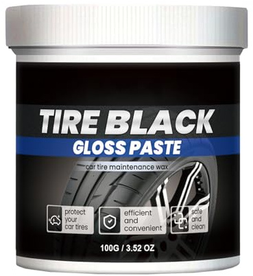 Mnozreo Crema Limpiadora de Neumáticos Duradera,Abrillantador para Neumáticos,Crema Cuidado de Neumáticos,Limpiador de Neumáticos y Brillo,Pasta de Cuidado para Neumáticos de Coche,100G