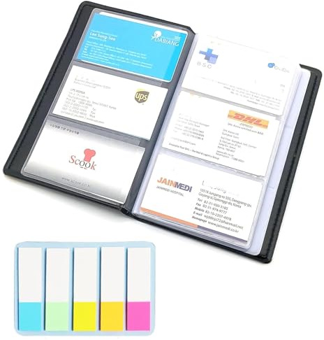 YOUNIEYO Business Card Book Holder - with Color Index Tabs, Holders 180 Cards, PU Leather, Black