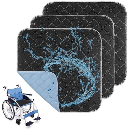 Protector de incontinencia lavable, 3 unidades, para incontinencia, impermeable, reutilizable, para sillones, tumbonas, asientos de coche, sofá (50 x 50 cm)