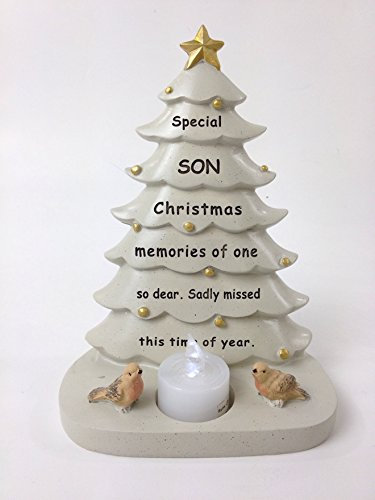 DFS Son Christmas Tree With Flickering Tea Light Graveside Memorial Ornament Tribute