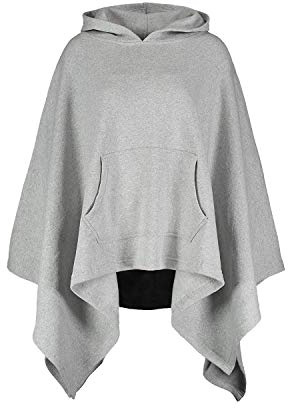 MV Sport Sweatshirt Blanket Poncho Hoodie for Women/Cozy Cotton Fleece Pullover/Women's Warm Hooded Cape/Fall Winter Ponchos Cloak Grey Heather
