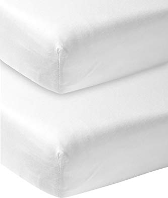 Meyco Baby Uni Spannbettlaken 2er Pack für das Kinderbett (Bettlaken mit weicher Jersey-Qualität, aus 100% Baumwolle, perfekte Passform durch Rundum-Gummizug, atmungsaktiv, Maße: 60 x 120cm), Weiß