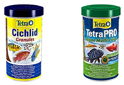 Tetra Cichlid Granules (Hauptfutter für Cichliden, fördert Gesundheit), versch. Varianten & Pro Algae Premiumfutter (Fischfutter enthält Algenkonzentrat für Widerstandskraft), Verschiedene Größen