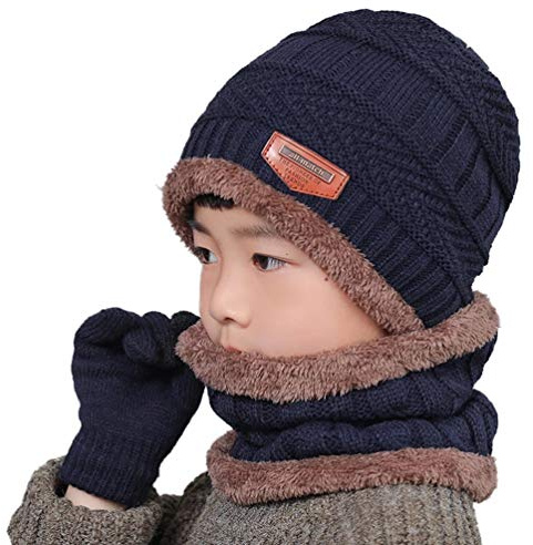 Gisdanchz Conjunto Gorros Bufanda Guantes Ropa 2 3 4 5 Años Winter Beanid Scarf Snood Gloves Kid Gorro Bufanda Niño Invierno Lana Gorro Sombrero Braga Cuello Niña Armada