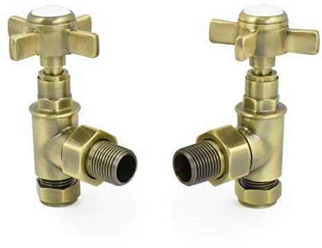 Hot Flow | Bayou Cross-Head Traditional Manual Radiator Valves (Pair) (Antique Brass)