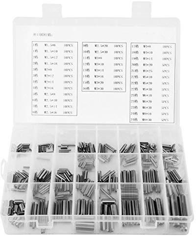 Roll Pin Assortment 280-Piece, Tension Pins with Storage Box, M1.5, M2, M2.5, M3, M4, M5, M6, M8 | 6-30mm | Stainless Steel