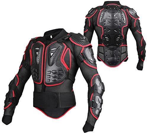 MAOTN Offroad motorradrüstung für Erwachsene, gepanzerter ganzkörper rennanzug, protektorenweste，Brust rücken beschützer Gear，protektorenjacke Protektor,ski, go Kart Herren,Red,5XL