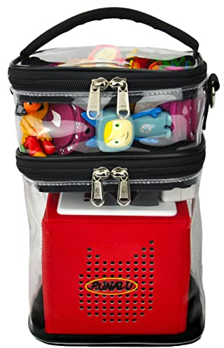 PUNALU kompakte Tasche für die Toniebox und Zubehör mit Soundklappe, Platz für ca. 20 Tonies Hörfiguren (schwarz)