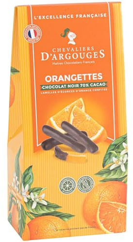 CHEVALIERS D’ARGOUGES Maestri cioccolatieri francesi - Scorze d'arancia candite ricoperte di cioccolato fondente 70% - Scatola degustazione 160g